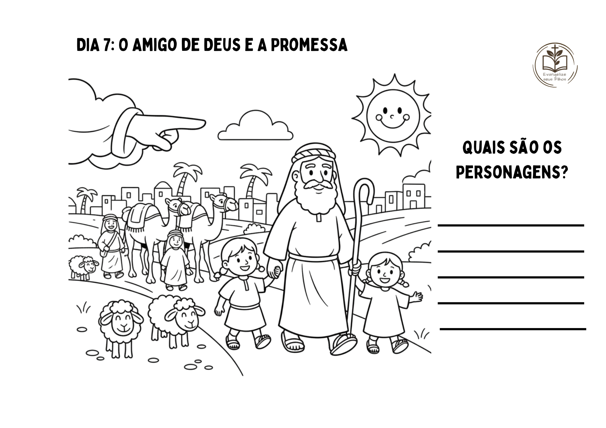 Página do caderno de colorir do devocional para crianças de 4 a 9 anos